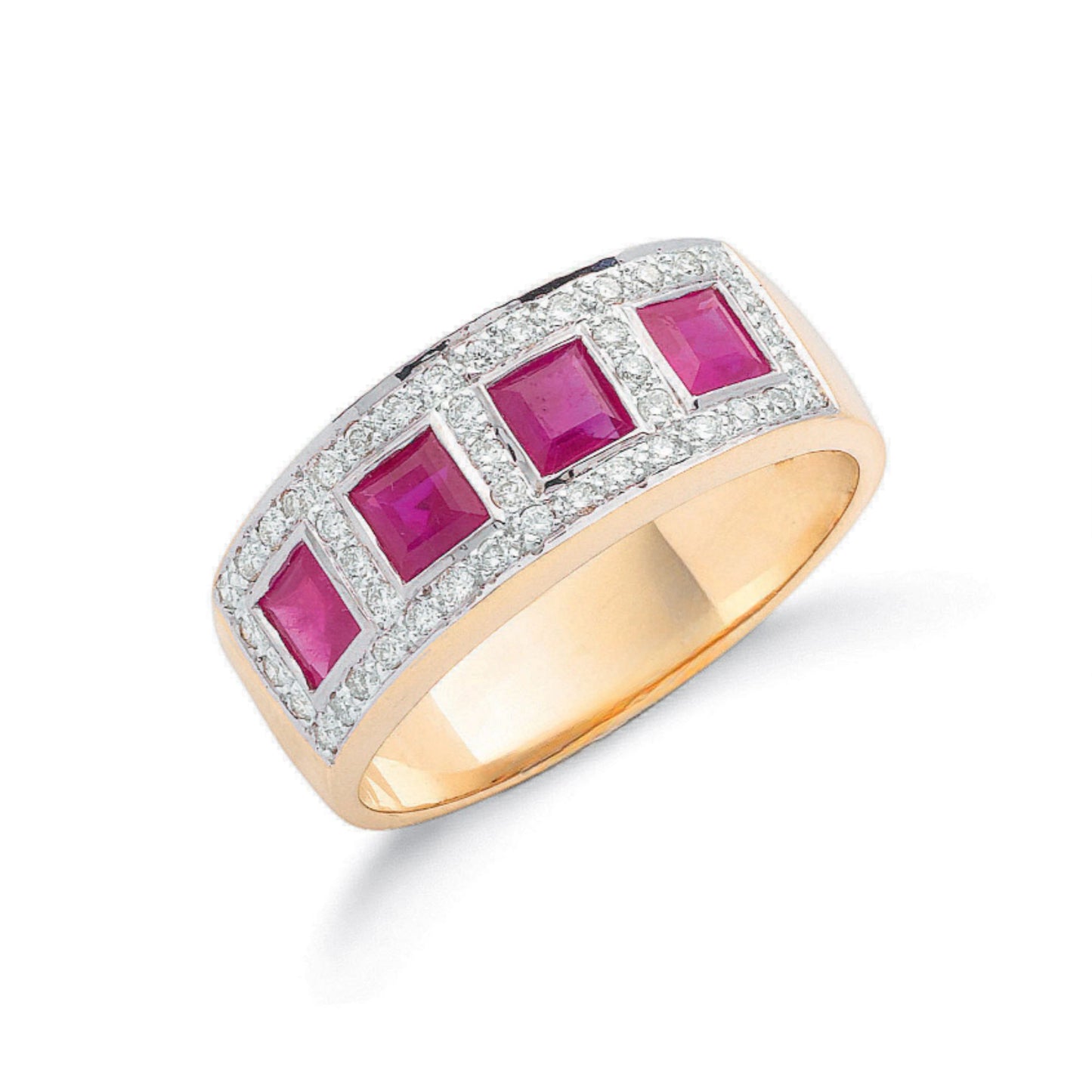 Half Eternity Princess Cut Gemstone Diamond Ring in 9K Yellow Gold