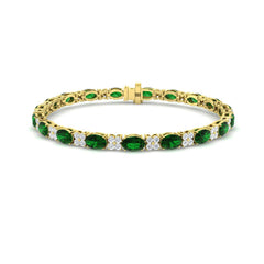 9.70Ct Oval Emerald & Diamond Designer Bracelet 9k Yellow Gold Ready To Ship
