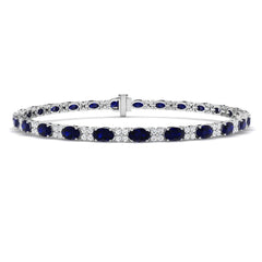 8.20Ct Oval Blue Sapphire & Diamond Designer Bracelet 9k White Gold Ready To Ship