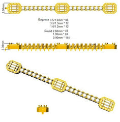 4.8 Carat D-E/VS Lab Grown Baguette & Round Diamond Vintage Bracelet 9k White Gold Ready To Ship
