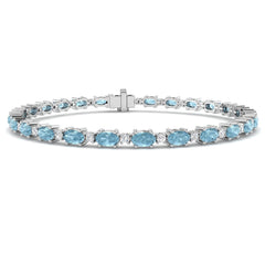 5.80Ct Oval Aquamarine & Diamond Designer Bracelet 9k White Gold Ready To Ship