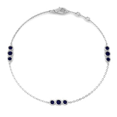 0.50Carat Round Blue Sapphire & Diamond Designer Bracelet 9k White Gold Ready To Ship