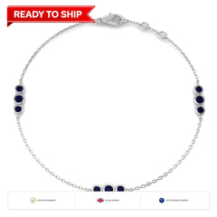 0.50Carat Round Blue Sapphire & Diamond Designer Bracelet 9k White Gold