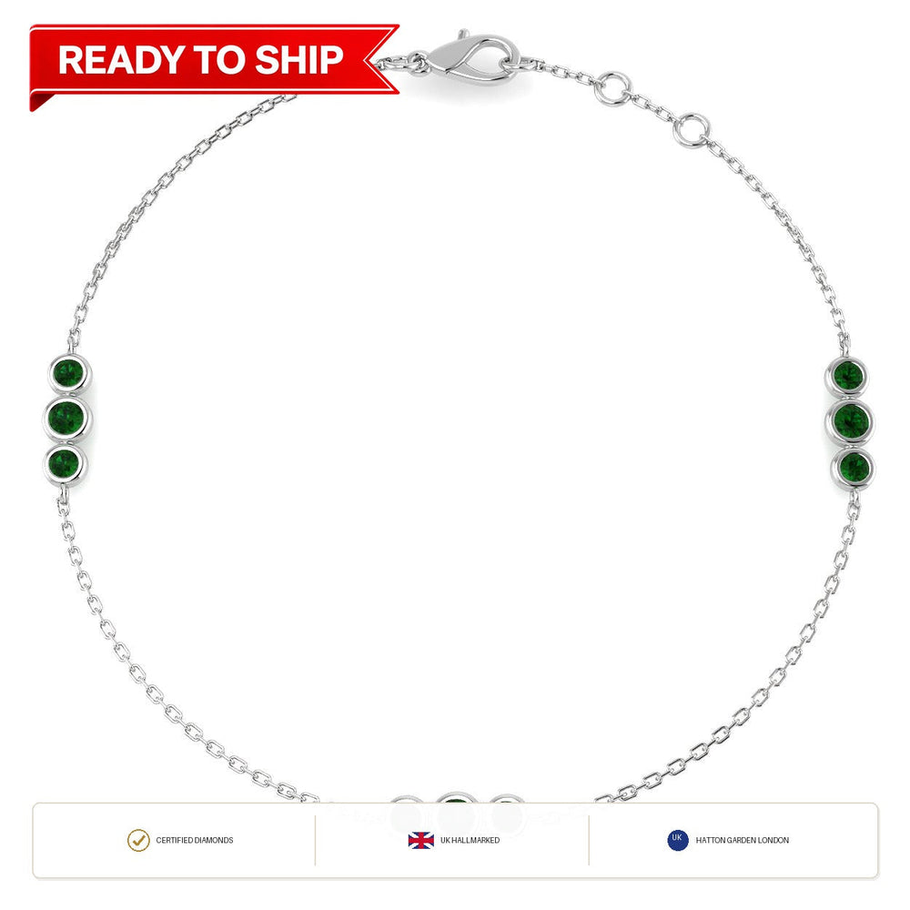 0.40Carat Round Emerald & Diamond Designer Bracelet 9k White Gold