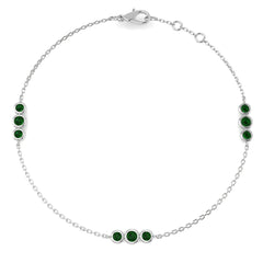 0.40Carat Round Emerald & Diamond Designer Bracelet 9k White Gold Ready To Ship