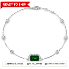1.40Ct Emerald Emerald & Diamond Designer Bracelet 18k White Gold