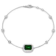 1.40Ct Emerald Emerald & Diamond Designer Bracelet 18k White Gold Ready To Ship