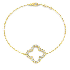 9ct Yellow Gold 0.34ct Lab Grown Diamond Clover Bracelet