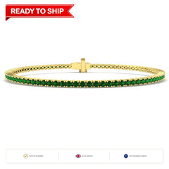 1.70Carat Round Emerald & Diamond Designer Bracelet 9k Yellow Gold