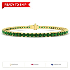 4.50Carat Round Emerald & Diamond Designer Bracelet 9k Yellow Gold
