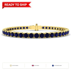 10.70Carat Round Blue Sapphire & Diamond Designer Bracelet 9k Yellow Gold
