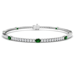 3.00Ct Oval Emerald & Diamond Designer Bracelet 9k White Gold Ready To Ship