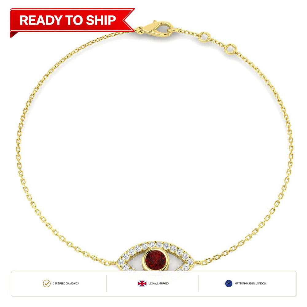 0.60Ct Round Ruby & Diamond Designer Bracelet 9k Yellow Gold
