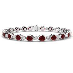 8.70Ct Oval Ruby & Diamond Designer Bracelet 9k White Gold Ready To Ship