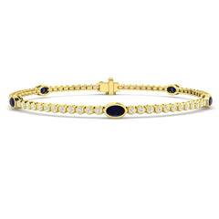 2.20Ct Oval Blue Sapphire & Diamond Designer Bracelet 9k Yellow Gold Ready To Ship
