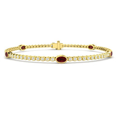 2.20Ct Oval Ruby & Diamond Designer Bracelet 9k Yellow Gold Ready To Ship