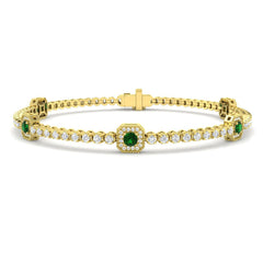 1.70Ct Round Emerald & Diamond Designer Bracelet 9k Yellow Gold Ready To Ship