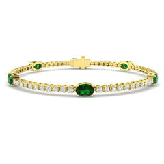3.30Ct Oval Emerald & Diamond Designer Bracelet 9k Yellow Gold Ready To Ship