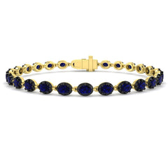 6.70Carat Oval Blue Sapphire & Diamond Designer Bracelet 9k Yellow Gold Ready To Ship