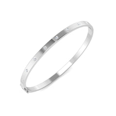 0.6 Carat D-E/VS Lab Grown Round Diamond Fancy Designs Bangle 9k White Gold Ready To Ship