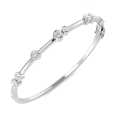 1.1 Carat D-E/VS Lab Grown Round Diamond Bubble Bangle 9k White Gold Ready To Ship