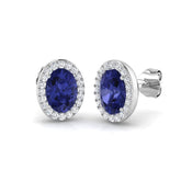9ct White Gold 1.59ct Natural Tanzanite Earrings with Diamonds