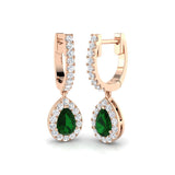 Hoop Earrings - Trixie Luxury 1ct Emerald Diamond Gold