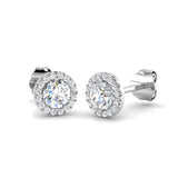 Halo Stud Earrings - 0.50 Carat Slinky Round Micro Pave