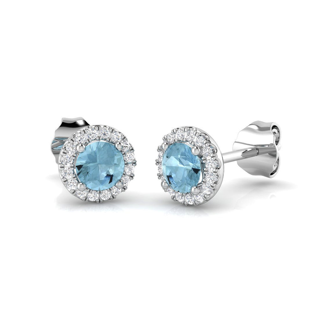 0.58ct Natural Diamond Round Cut Stud Earrings in 9K White Gold