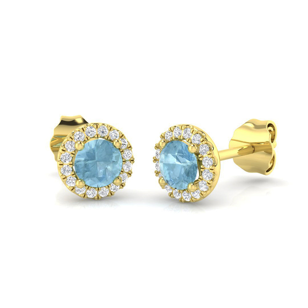 0.58ct Natural Diamond Round Cut Stud Earrings in 9K Yellow Gold