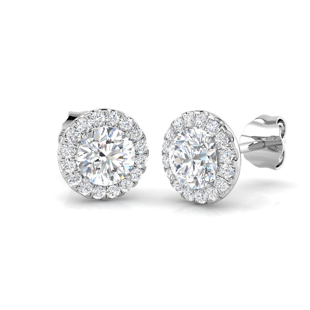 1.23ct Natural Diamond Round Cut Stud Earrings in 18K White Gold