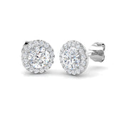 1.23ct Natural Diamond Round Cut Stud Earrings in 18K White Gold
