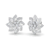 Stud Earrings with Floral Sunburst Diamond Cluster | 2.5ct