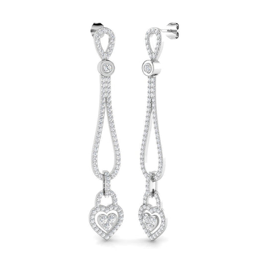 Dew Luxury 2ct Gold Drop & Trilogy Diamond Earrings for Elegance