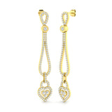 Dew Luxury 2ct Gold Drop & Trilogy Diamond Earrings for Elegance