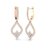 Deeyy Luxury Gold Diamond Drop & Trilogy Earrings, 1ct Elegant Design