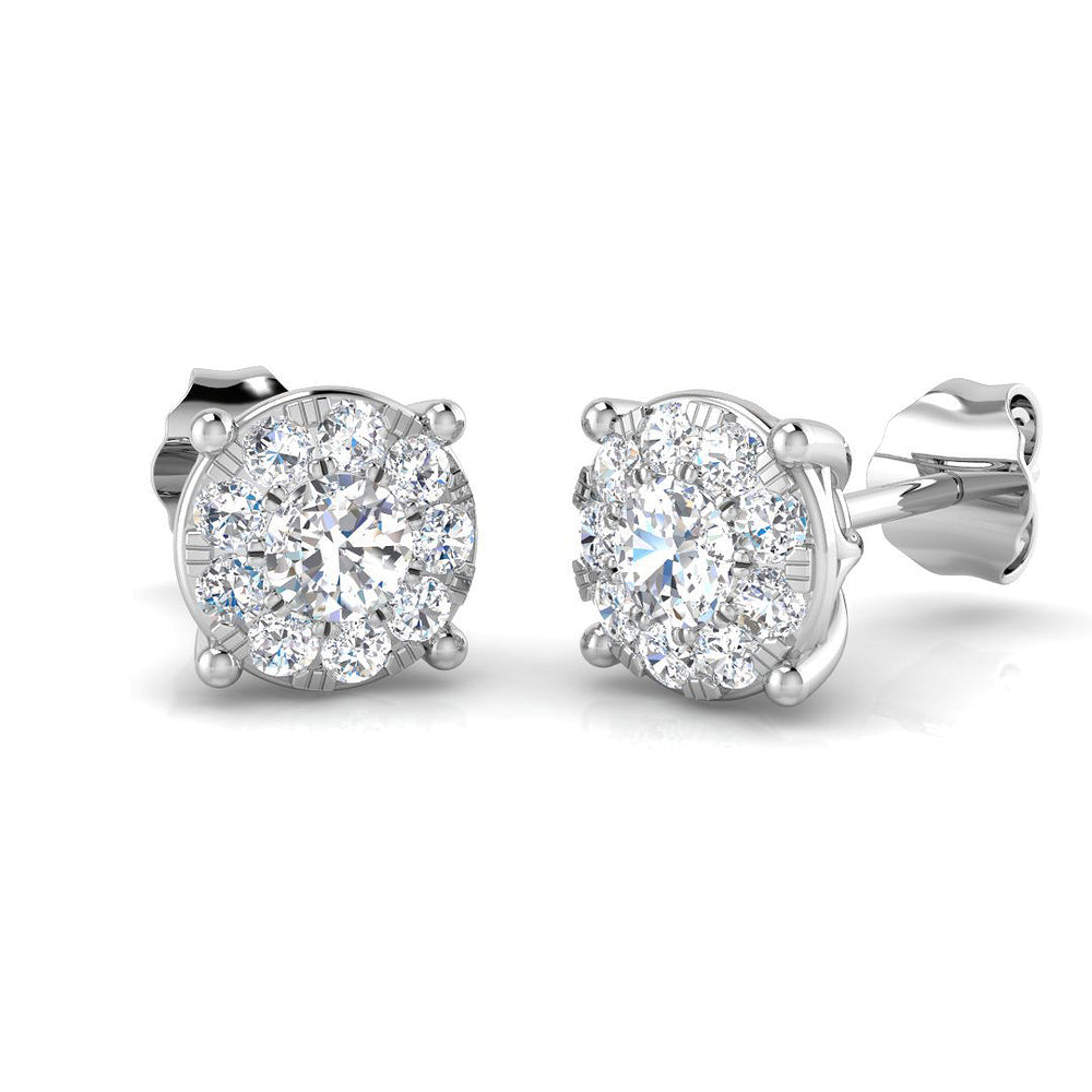 0.56ct Natural Diamond Round Cut Stud Earrings in 9K White Gold