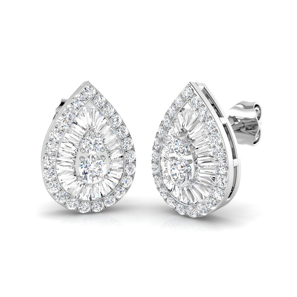 Stud Earrings with Pear Diamond Halo Cluster | 1.25ct Gold
