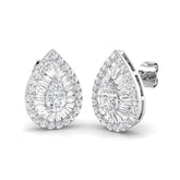 Stud Earrings with Pear Diamond Halo Cluster | 1.25ct Gold