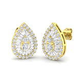Stud Earrings with Pear Diamond Halo Cluster | 1.25ct Gold