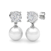 Colin 8ct Gold Pearl Diamond Earrings - Elegant Luxury Jewelry