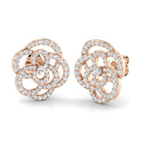 Elegant 0.50Ct Diamond Camellia Flower Stud Earrings in White Gold