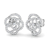 Elegant 0.50Ct Diamond Camellia Flower Stud Earrings in White Gold