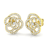 Elegant 0.50Ct Diamond Camellia Flower Stud Earrings in White Gold