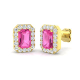 Ollie Luxury Gold Diamond and Pink Sapphire Earrings 1.25ct - 3ct