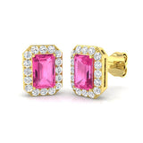 "Nelly Gold Earrings with 1.5ct Pink Sapphire Diamonds - Luxury Elegance"