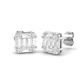Diamond Stud Earrings with Octagon Halo Cluster | 1ct Gold