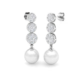 Elegant 11ct Gold Pearl Diamond Earrings - Craig Luxury Collection