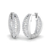 Hoop Earrings with Tapered Multi Row Diamonds | 1.25ct