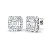 Stud Earrings with Square Cushion Halo Cluster | 1.25ct Gold